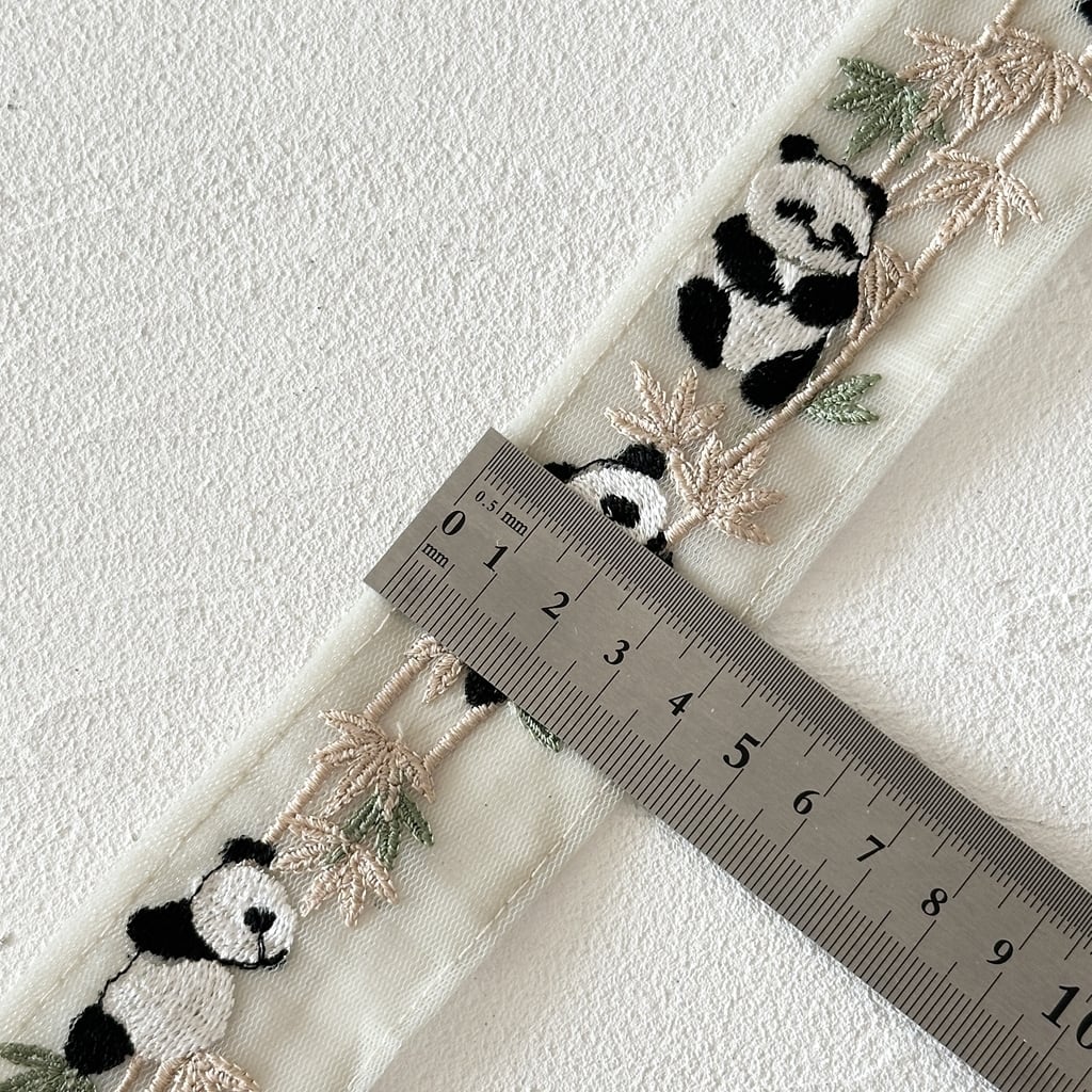 パンダ [グリーン]※2mカット済み有り インド刺繍リボン 3369 | インド