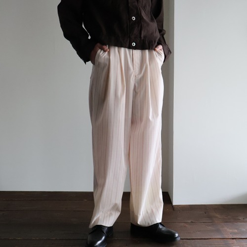 nonnotte “2-Tuck Draw Cord Wide Trousers (With Lining) (Rust Beige)”