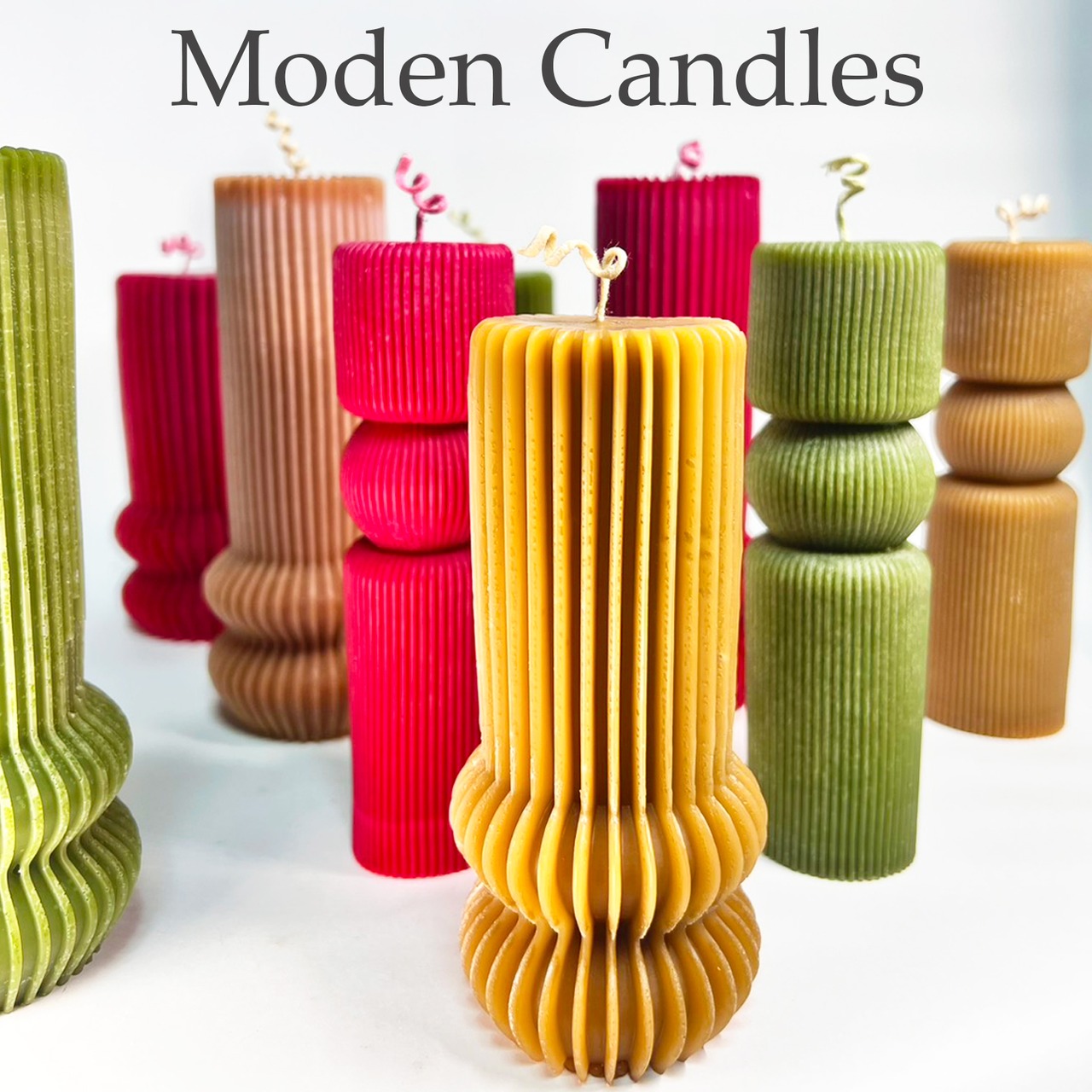 【 B or C】3color 彫刻のような造形美が目を惹くMODENキャンドル