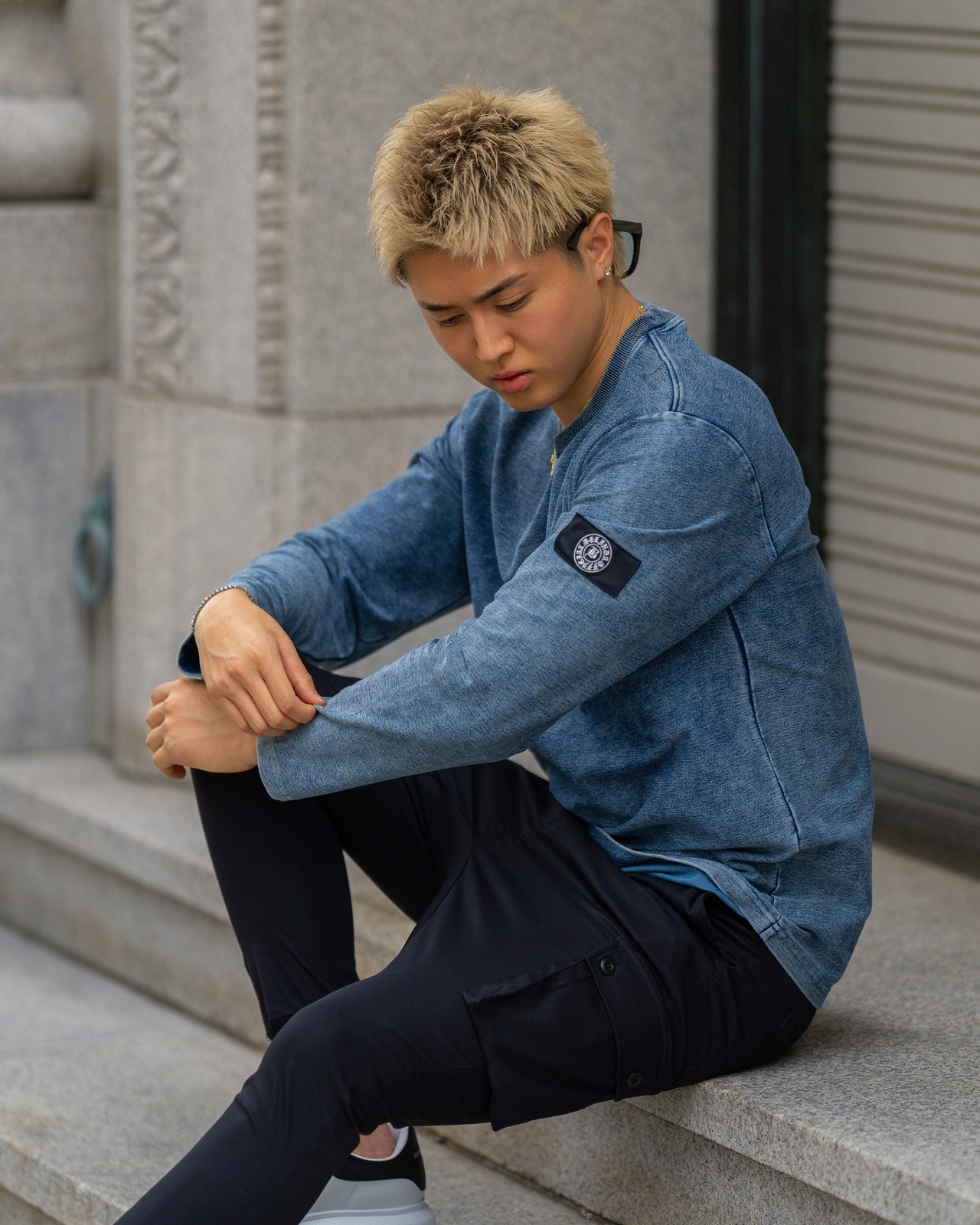 BELINDA DENIM STRETCH SHIRT【BEL-M-012】