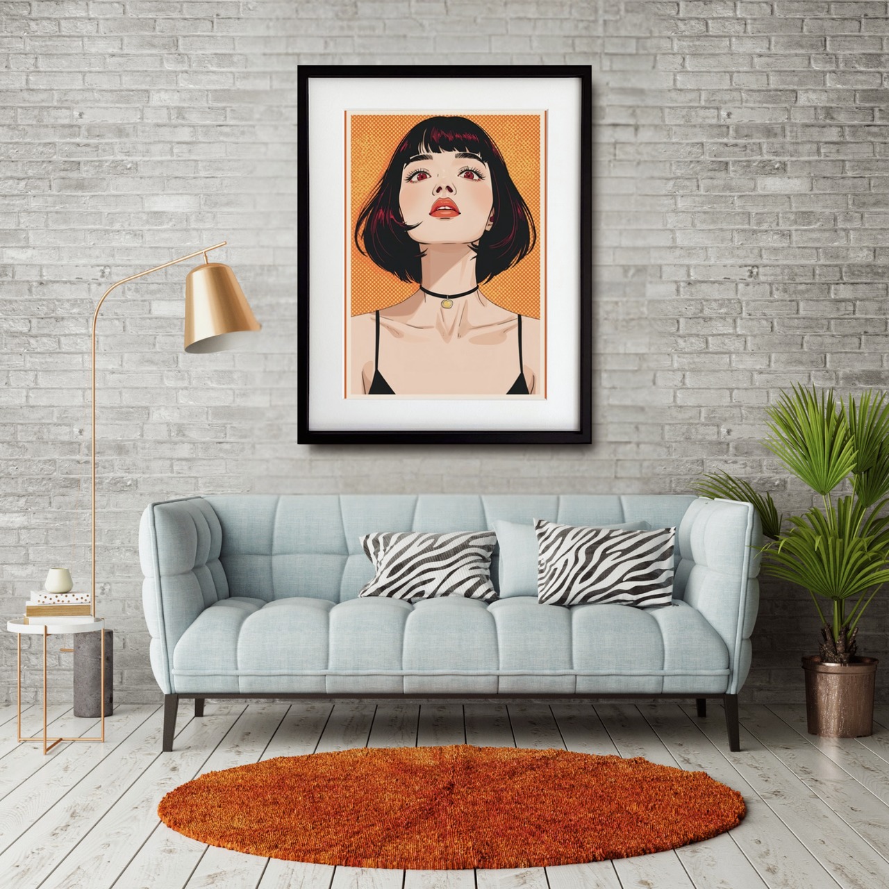 Bob Girl XI｜赤い瞳が印象的なモードポップアートポスター｜個性と彩りで空間をスタイリッシュに演出するインテリアアートA2ポスター