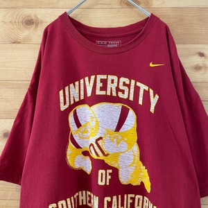 【NIKE】カレッジ 南カリフォルニア大学 Tシャツ アメフトアーチロゴ プリント XL オーバーサイズ ナイキ us古着 アメリカ古着