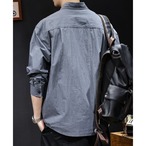 Utility Design Long Sleeve Shirt Regular Size ◇2color H0463
