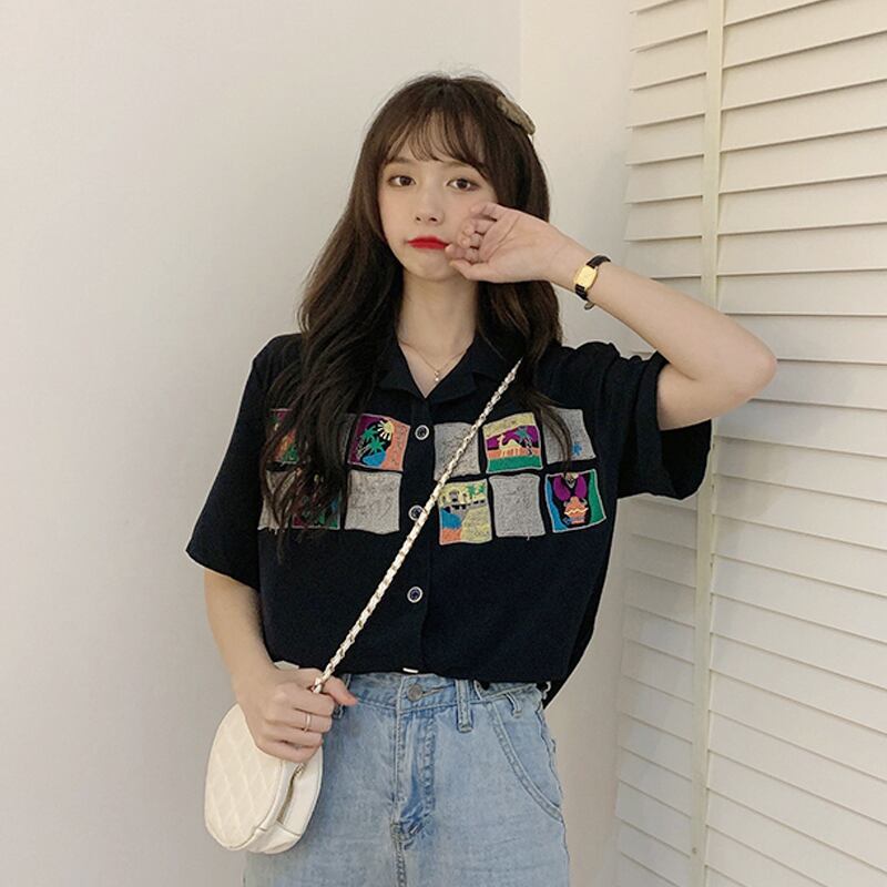 シャツ レディースサマースタンダードスタイル レトロ 夏物 試着室55511403800