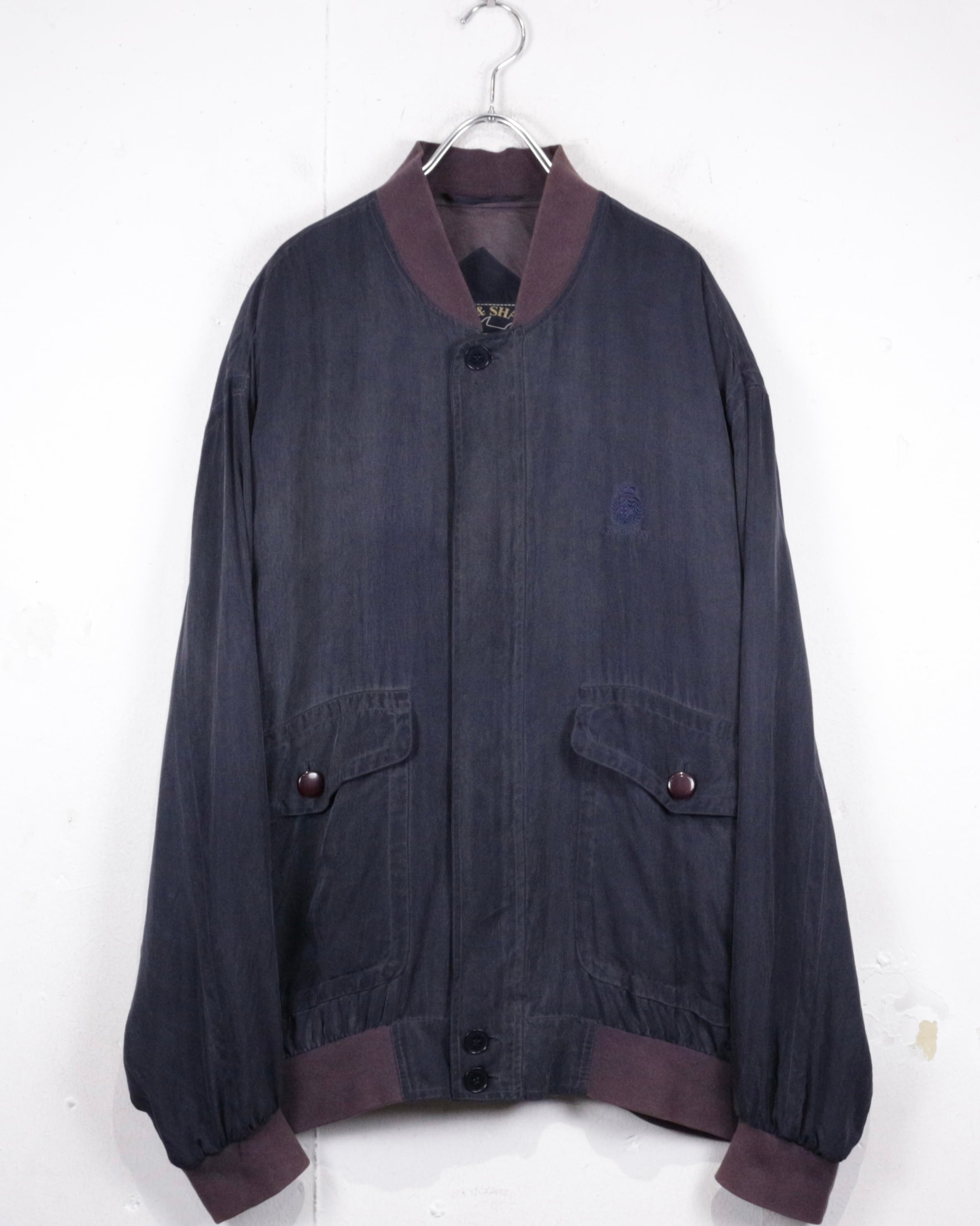 Caka act2】“PAUL & SHARK” Logo Embroidery Vintage Silk Blouson 