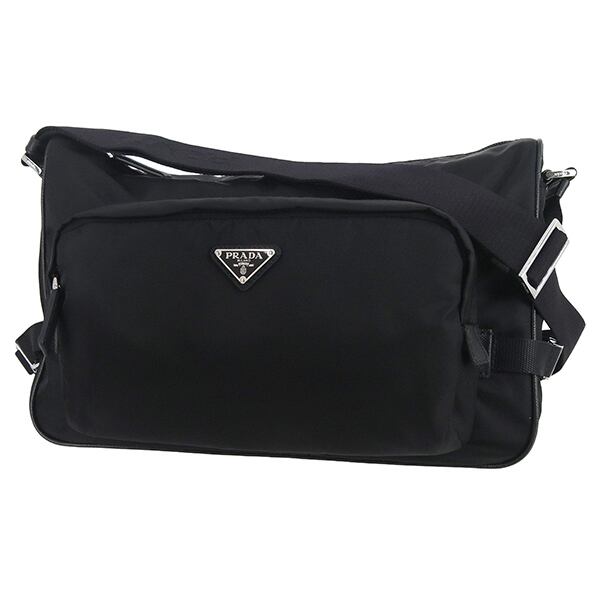 Unused PRADA プラダ ショルダーバッグ ラージ リナイロン × サフィアーノレザー ブラック 未使用品