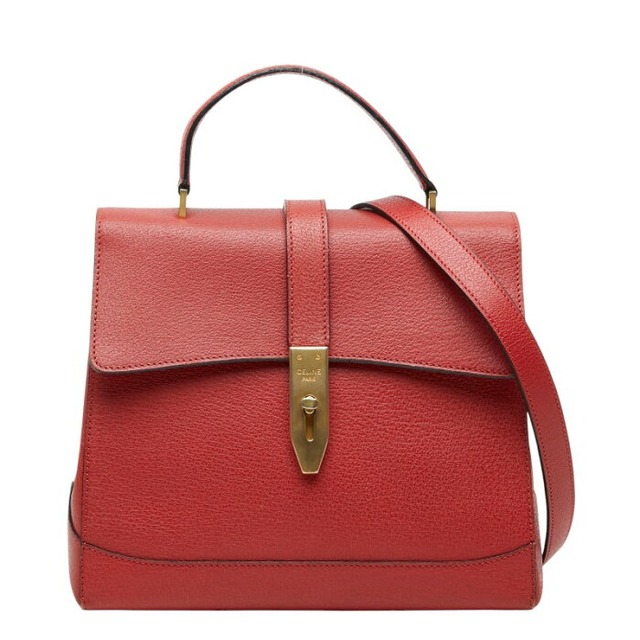 セリーヌ ハンドバッグ ショルダーバッグ 2WAY トップハンドル レッド レザー レディース CELINE 【中古】