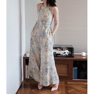 flare-pants flower back-open all-in-one 2litr06290