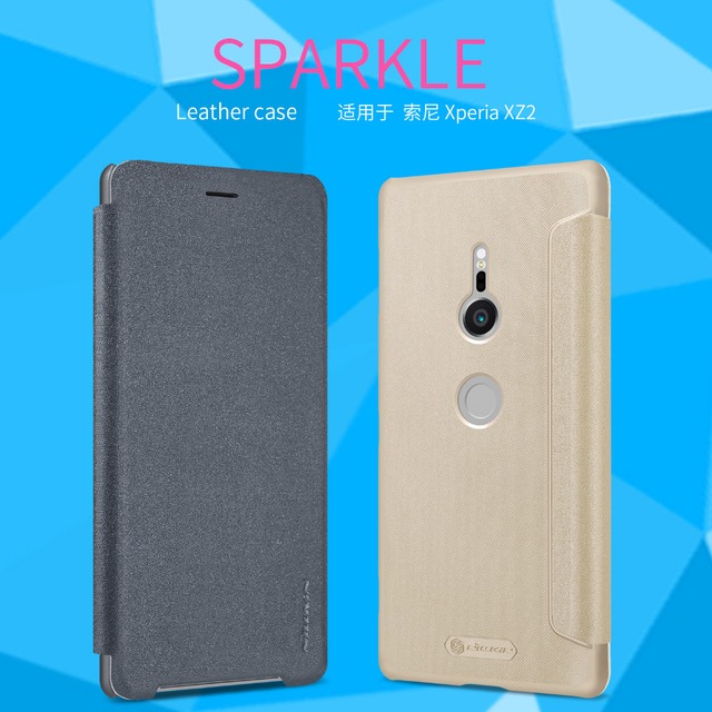 フリップケースのためのソニーのxperia xz2 nillkinスパークルフリップ革ケースカバースマート睡眠覚醒機能ソニーのxperia xz2カバーケース