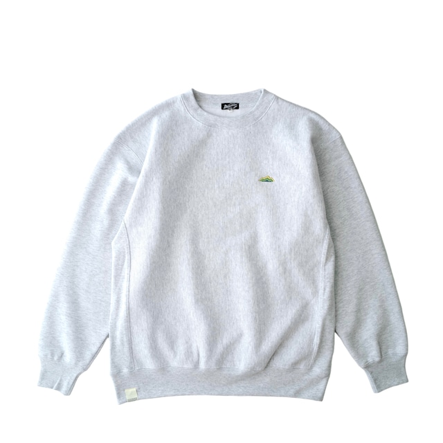 Mountains  /  Lime color logo / サイドパネル裏起毛スウェット /  Crew Neck  / Ash gray