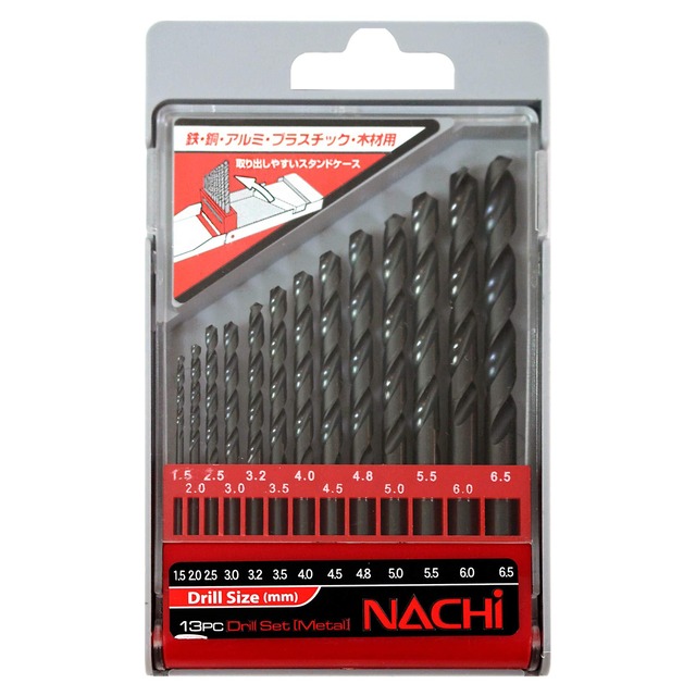 ナチ(NACHI) 丸軸 鉄工用ドリル 13本セット プラスチックケース入り アソート 鉄工ドリル NDS-13