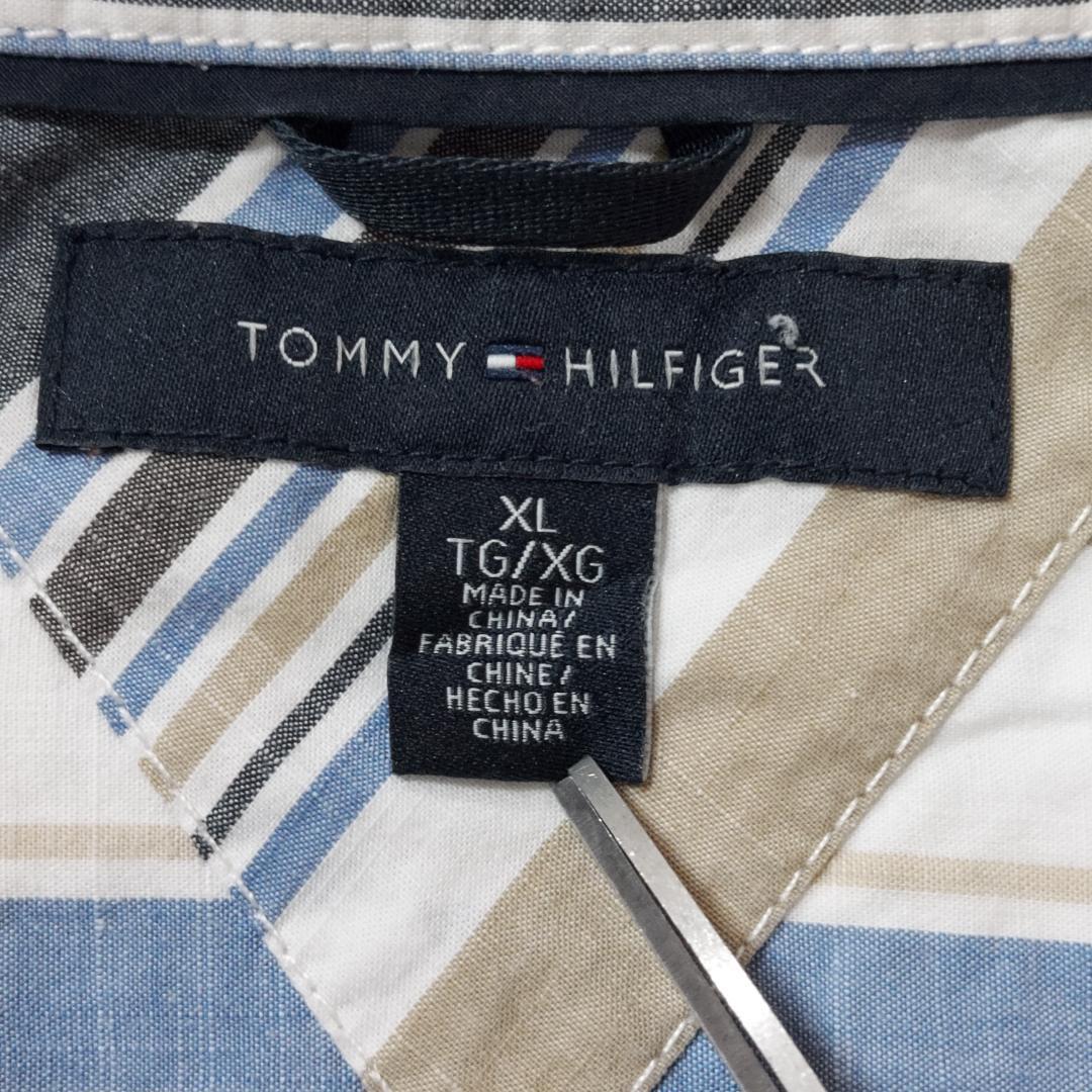 トミーヒルフィガー ポケット ストライプシャツ XL ホワイト ブルー ベージュ