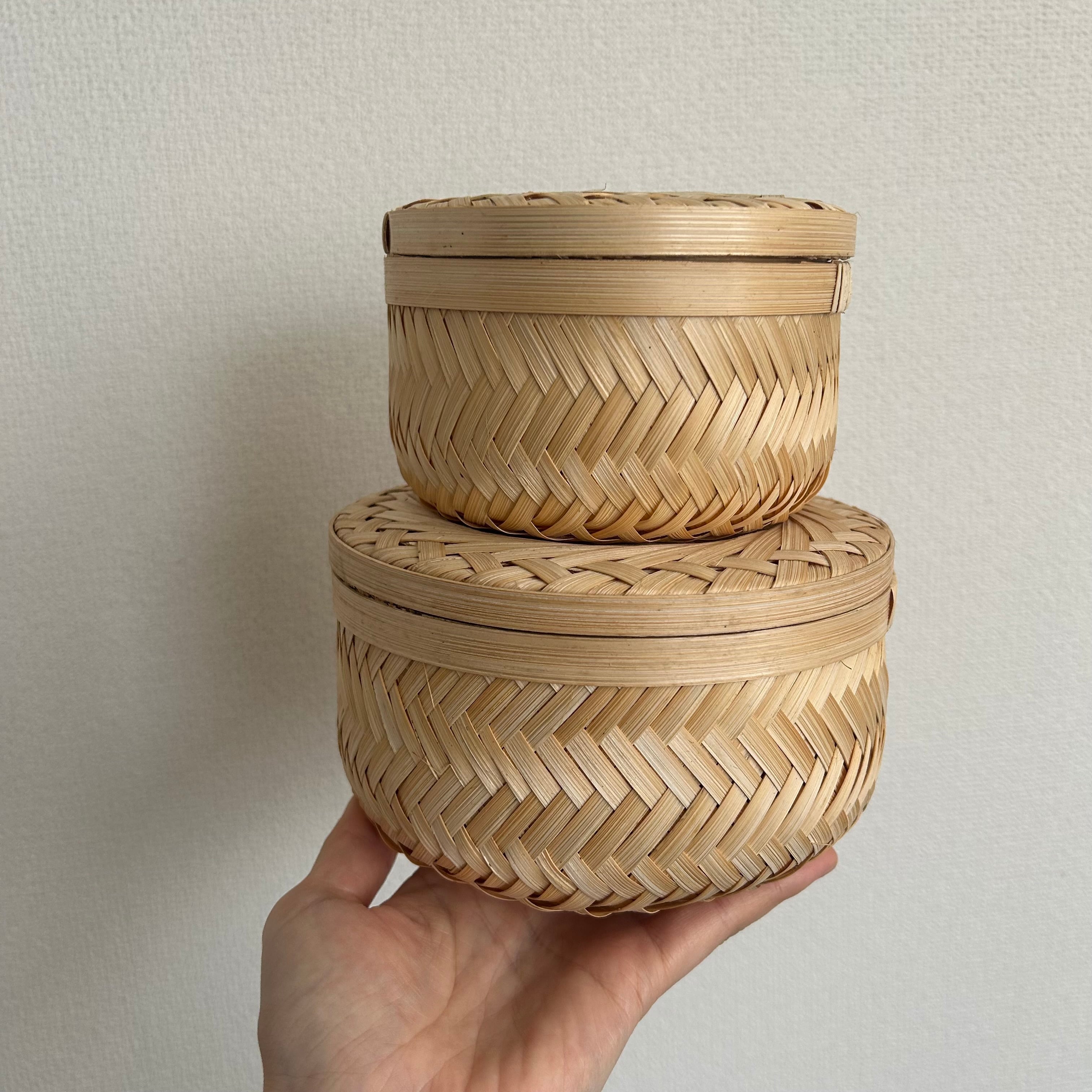 台湾製 蓋付きの丸いかご(小) | tsuyukusa store
