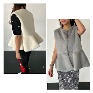 【即納】PEPLUM FUR VEST -2color-