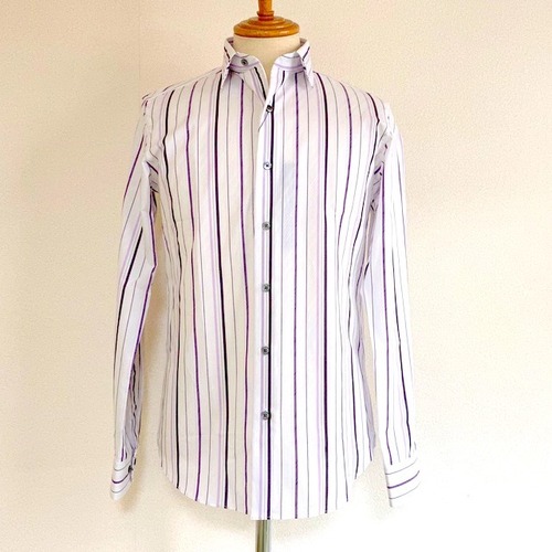 Diagonal JQ Stripe Shirts　Purple