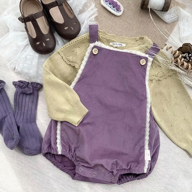 【取寄】レースサロペットロンパース 花柄 or purple