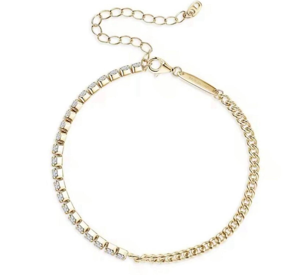 全石モアサナイト×S925刻印入り 高級ブレスレット 話題沸騰】3mmモアサナイト テニス×マイアミブレスレット｜S925