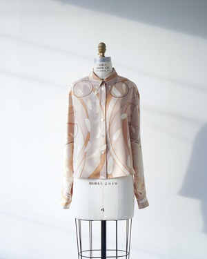 Printed silk button down shirt〈Hermès by martin margiela〉