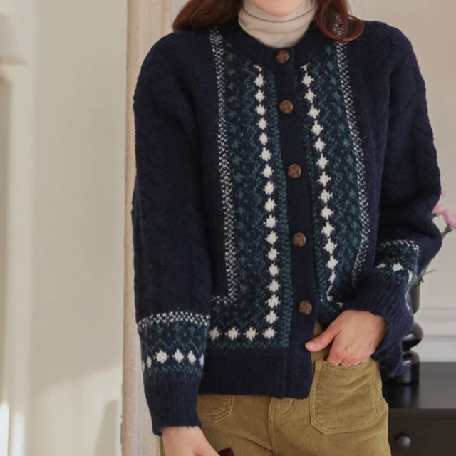 クルーネック ニットカーディガン　YH9814