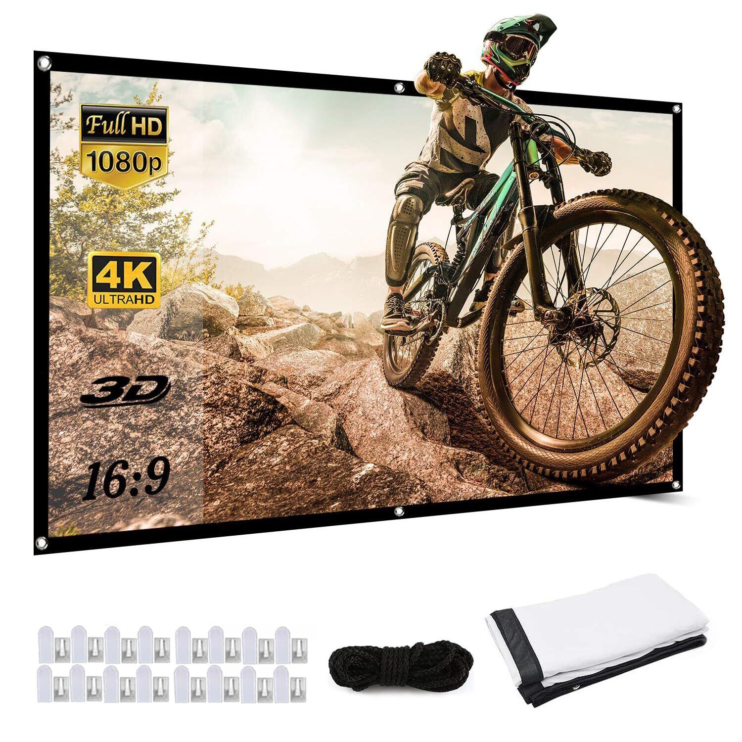 JJZXD プロジェクタースクリーン16:10,100 120インチの反射布布