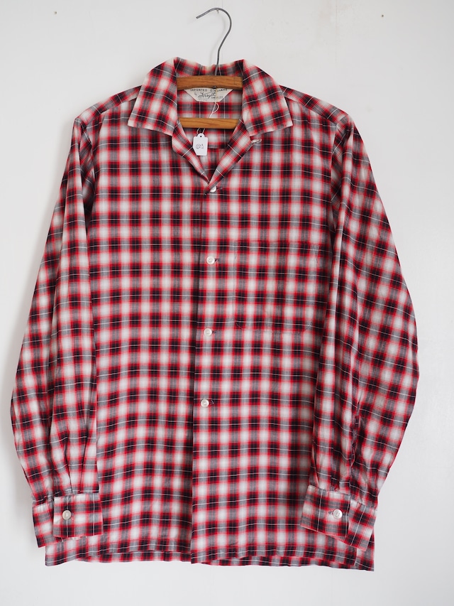 1960’s USA Shadow Check Cotton Open Collar Shirt