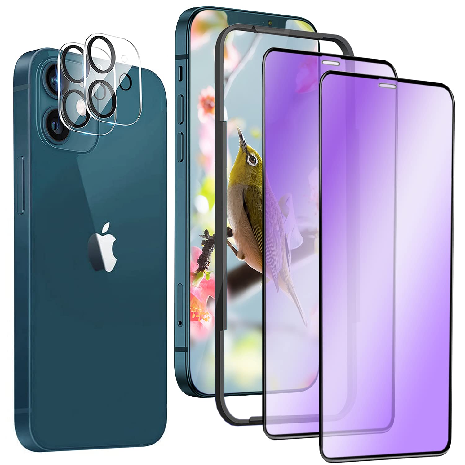 iPhone 12 用 ガラスフィルム ブルーライトカット 目の疲れを軽減 全面