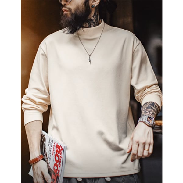 Plain color Mock neck L/C Tee P784