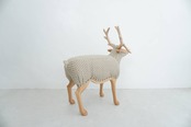 【輸出用商品】スツール・オブジェ（サクラ・カエデ・ファブリック）| 北奥美帆 (Miho Kitaoku) | "Reindeer No. 17" | | H730 W750 D300 mm