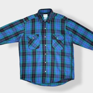 【melton】90s USA製 コットン Flannel Shirt フランネルシャツ ネルシャツ ヘビーネル 長袖 チェック カジュアルシャツ Made In USA L メルトン US古着