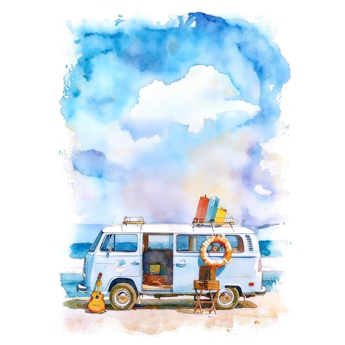 油絵 絵画 【夏の風景】 絵画 夏の風景 インテリアアート額付き 水彩画・油絵調 WAT0569