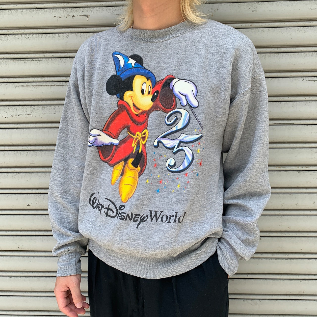 90s USA製 ディズニー ファンタジアミッキー キャラクタースウェット S