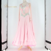 社交ダンス 衣装 白樺ドレス スタンダードドレス ワンピース ドレス スタンダード フロート レース デモ 競技 ダンス パーティ 発表会 明るい 綺麗 グリーン系 女性用 発表会用ドレス おしゃれ フェミニン 競技用衣装 レディース