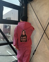 【X-girl】 MESSAGE AND FACE FADED ZIP UP SWEAT HOODIE【エックスガール】