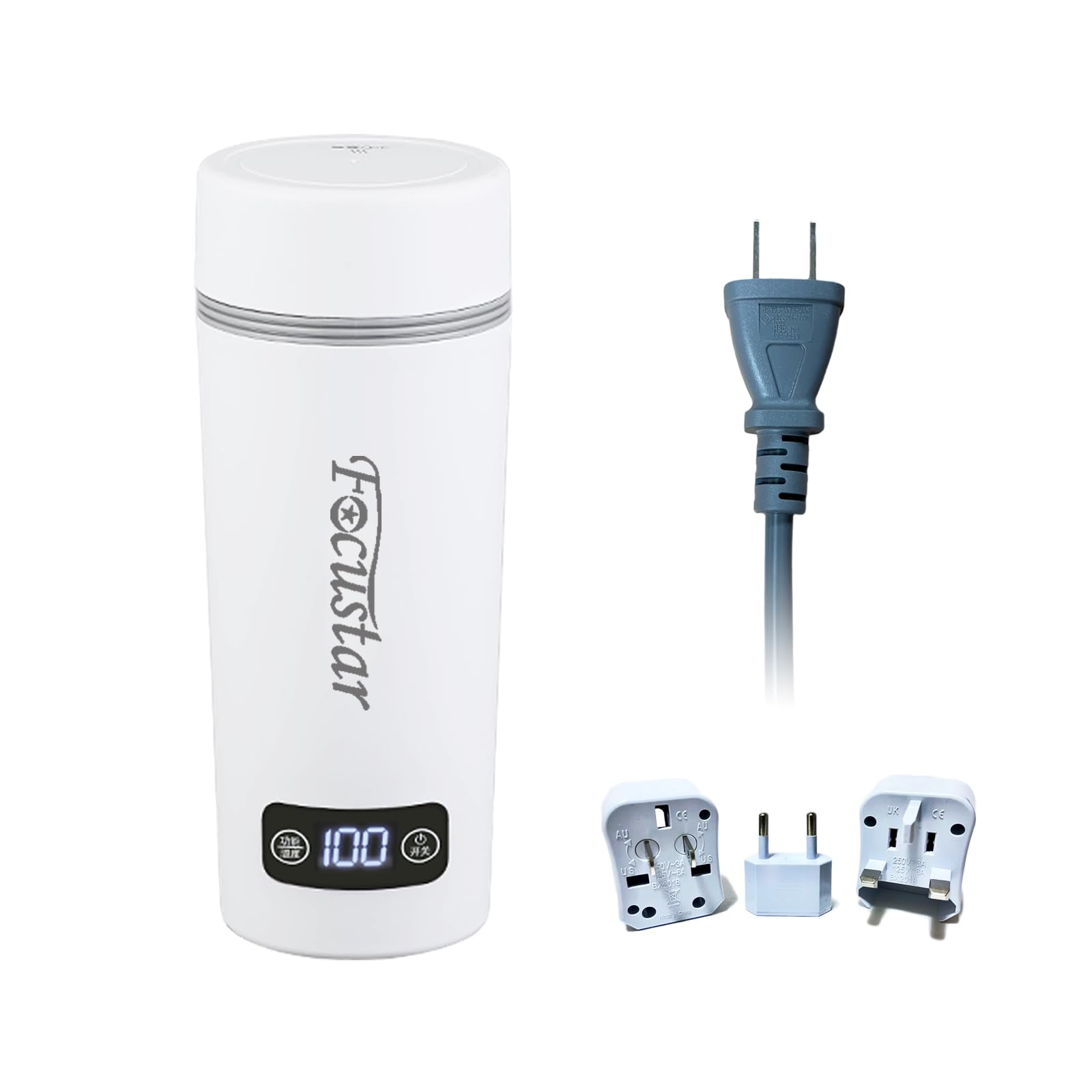 【新着特価】Focustar ポータブルケトル 350ML 電気ケトル 小型 4段温度調節 トラベルケトル 日本・海外電圧対応 100-240V 300W低消費電力 ポータブル電源で使える 快速沸騰 空焚き防止 沸騰すると自動オフ 持ち運びやすい ステンレス鋼製 携帯湯沸かし器 海外旅行 車中泊 キャンプ オフィス 病室 防災用