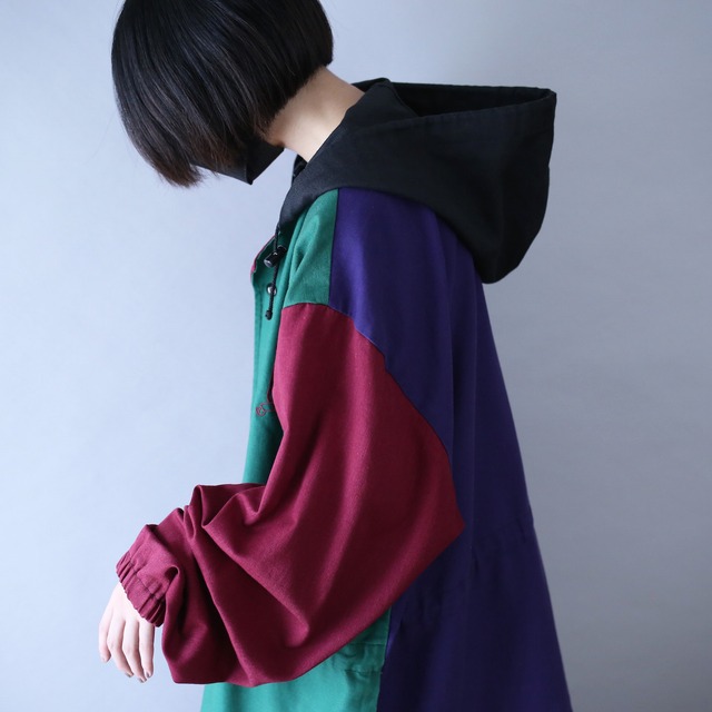 4-tone crazy pattern over silhouette hoodie jacket