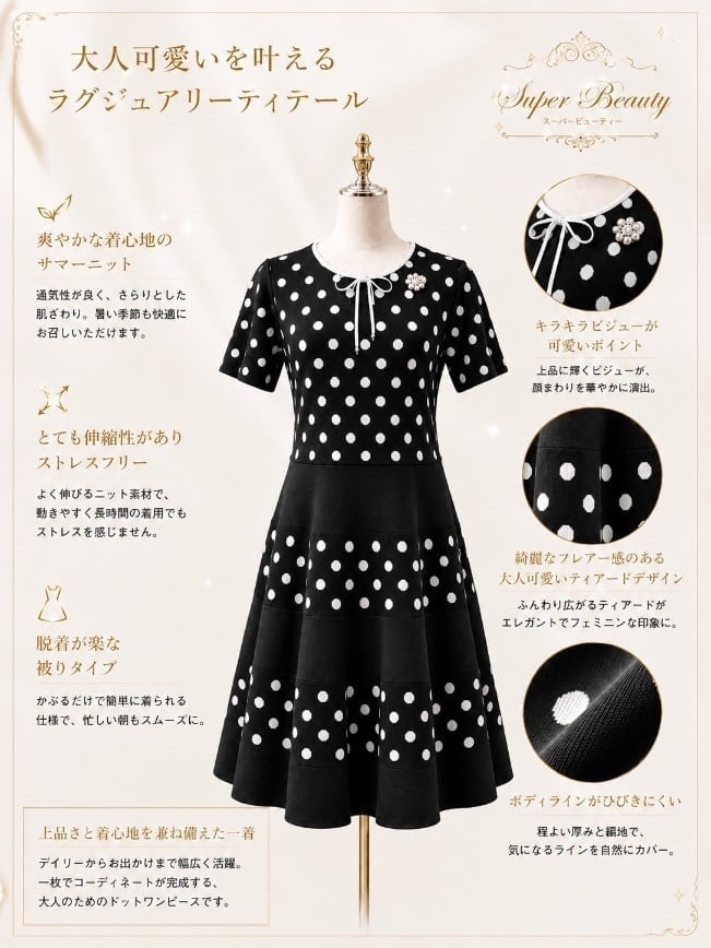 30%OFFセール】スーパービューティー ワンピース ドット柄 水玉