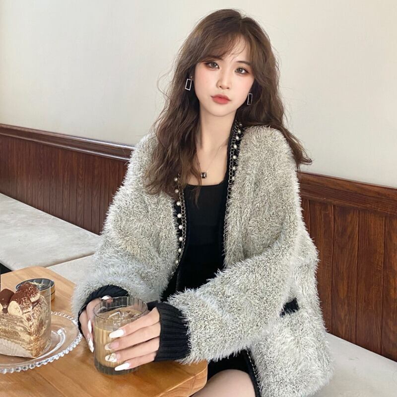 オータムセーター レディースルーズカーディガンジャケット 秋物 1号婦人62829527516