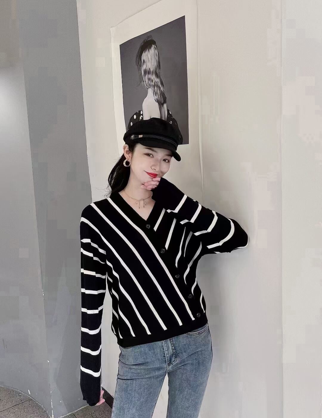 斜めラインニット AJ12541-8819