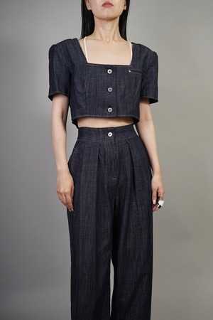 INDIGO CROPPED DENIM TOPS 2207-84-36