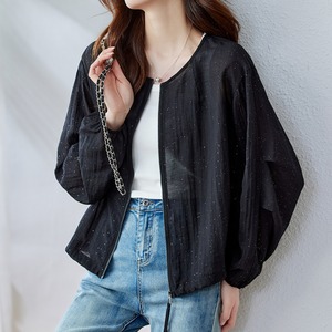 Sequined sheer blouson S1214