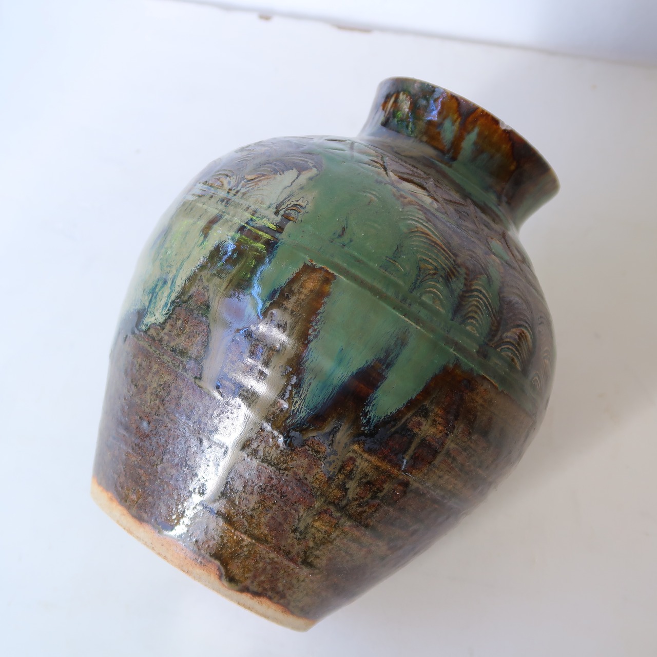 グリーンとホワイトのあいがけ花瓶