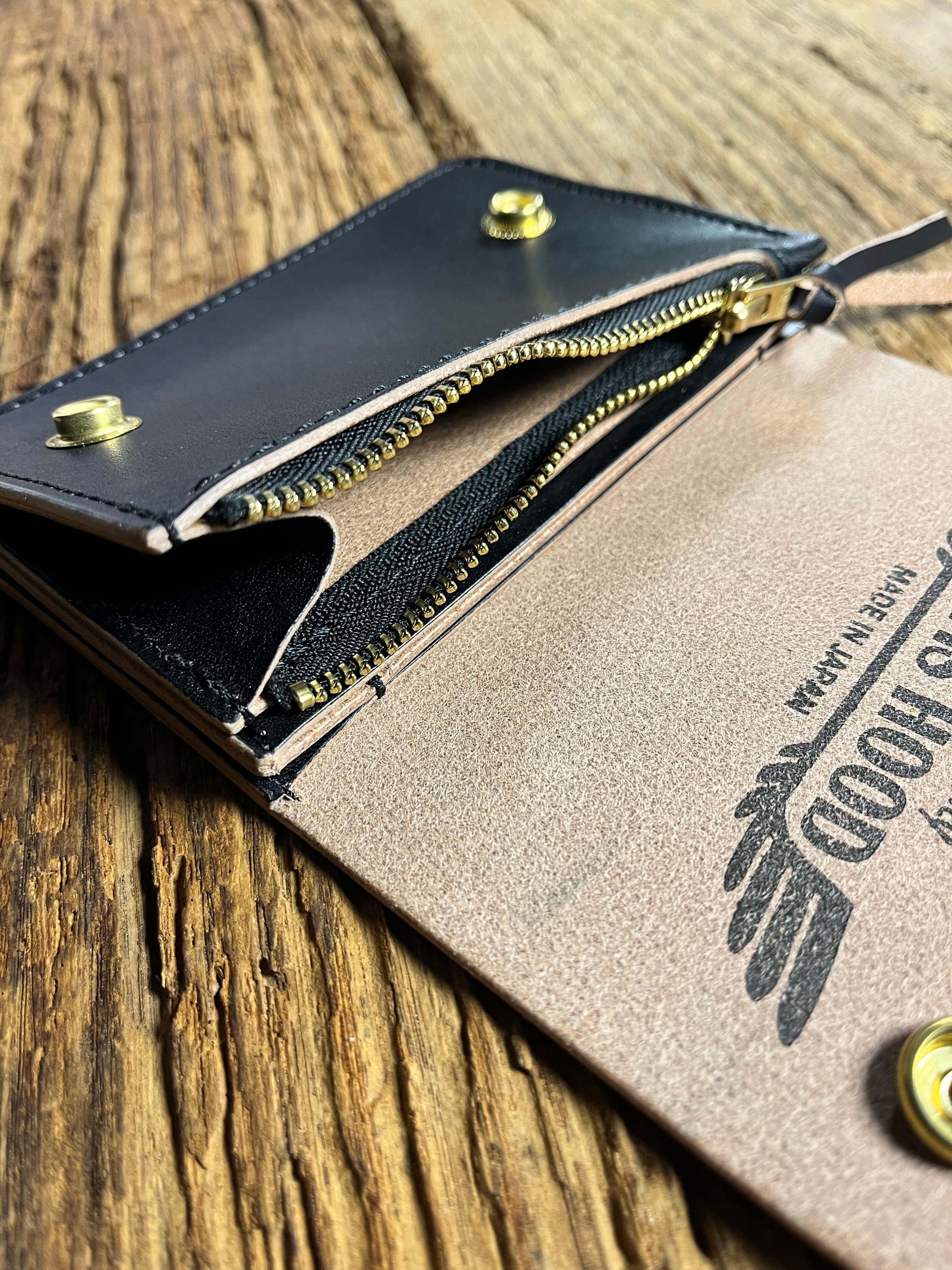 トラッカーウォレット　三層　丘染め　レザークラフト　ハンドメイド　スタッズ トラッカーウォレット 三層 丘染め レザークラフト ハンドメイド