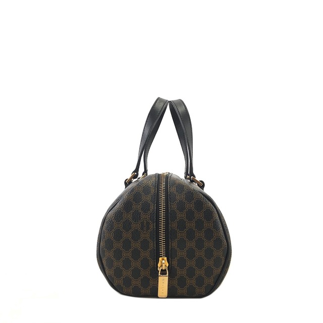 CELINE セリーヌ マカダム レザー ロールバッグ ハンドバッグ ブラック vintage ヴィンテージ オールド bpxgd7