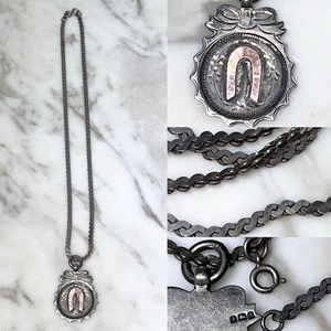 vintage UK silver " horse shoe " pendant necklace
