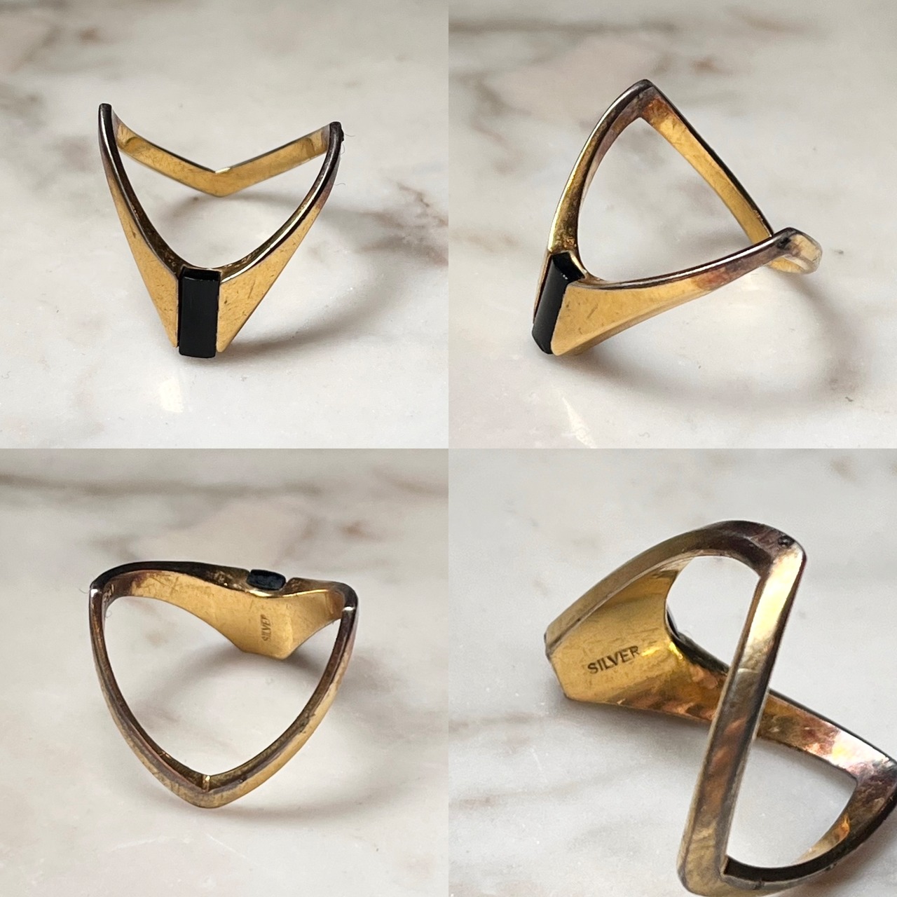 vintage gold color silver ring