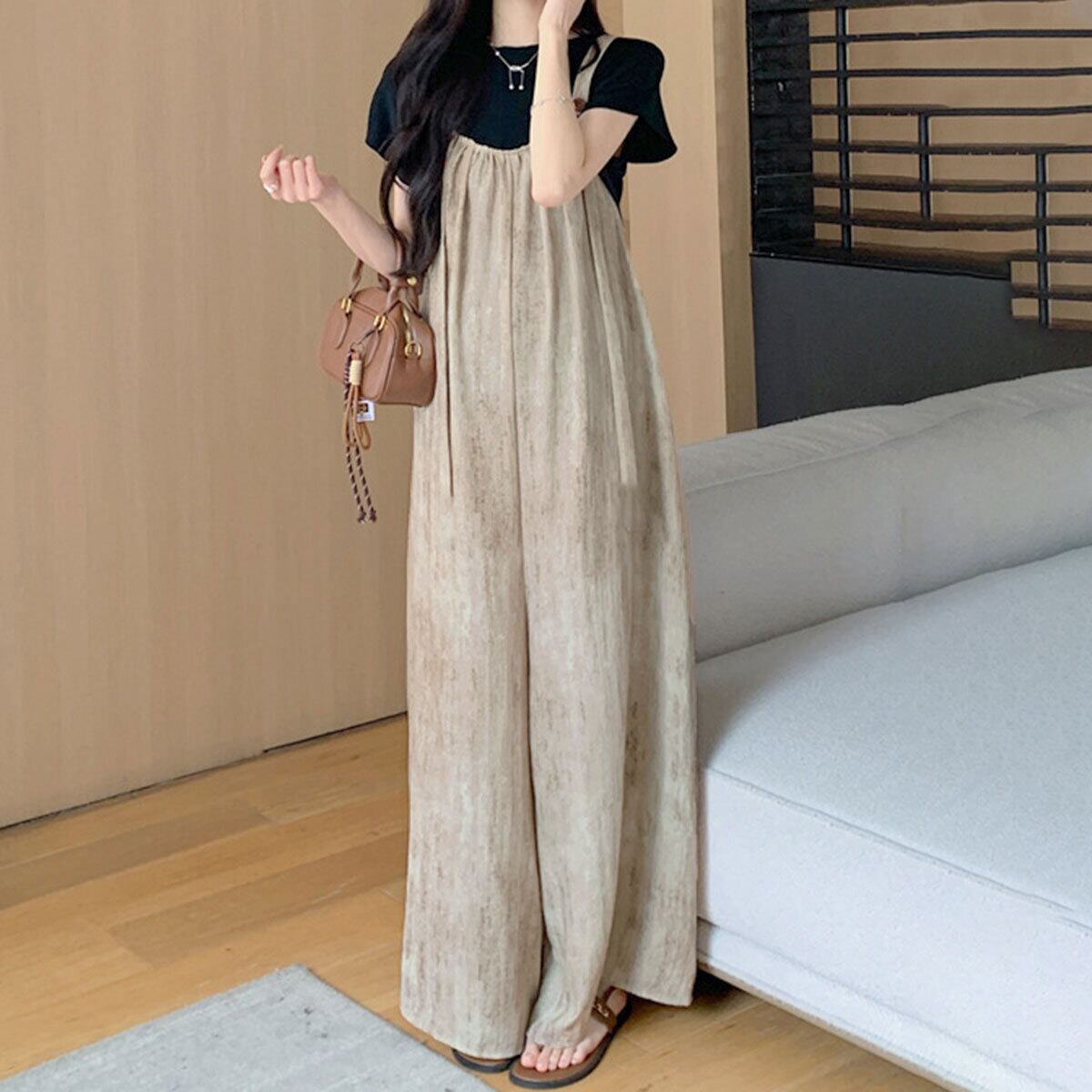 オールインワン サロペット ワイドパンツ レディース 韓国 春夏秋 おしゃれ 大人 かわいい カジュアル ゆったり 体型カバー ナチュラル リラックス 大人可愛い 大人女子