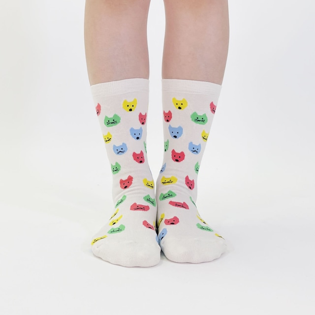 【JIN KITAMURA】北村人 SOCKS MIZUTAMA INUNEKO ソックス 水玉犬猫