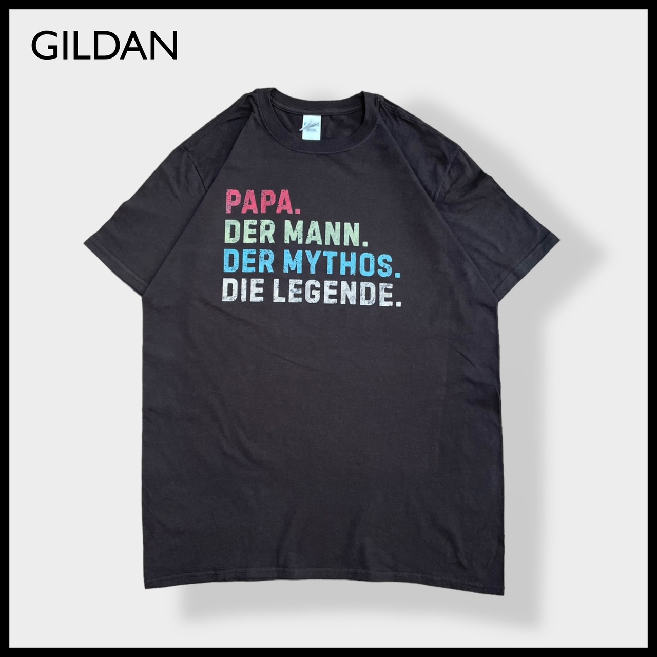 【GILDAN】Tシャツ 半袖 4段プリント ダークブラウン LARGE ギルダン us古着
