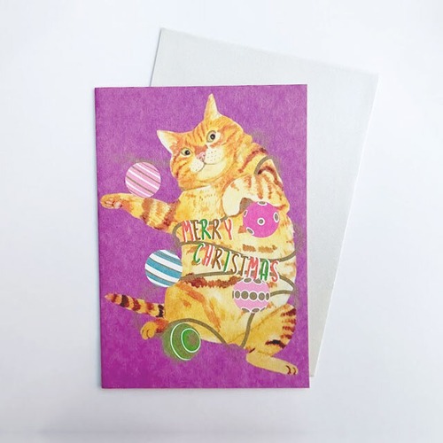 グリーティングカード クリスマスカード 猫 トラ猫