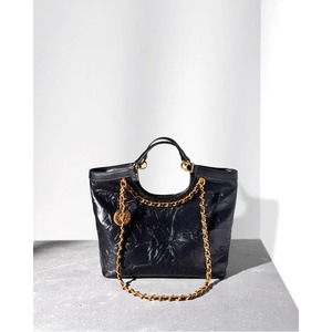 gold chain leather BAG/2color_B17